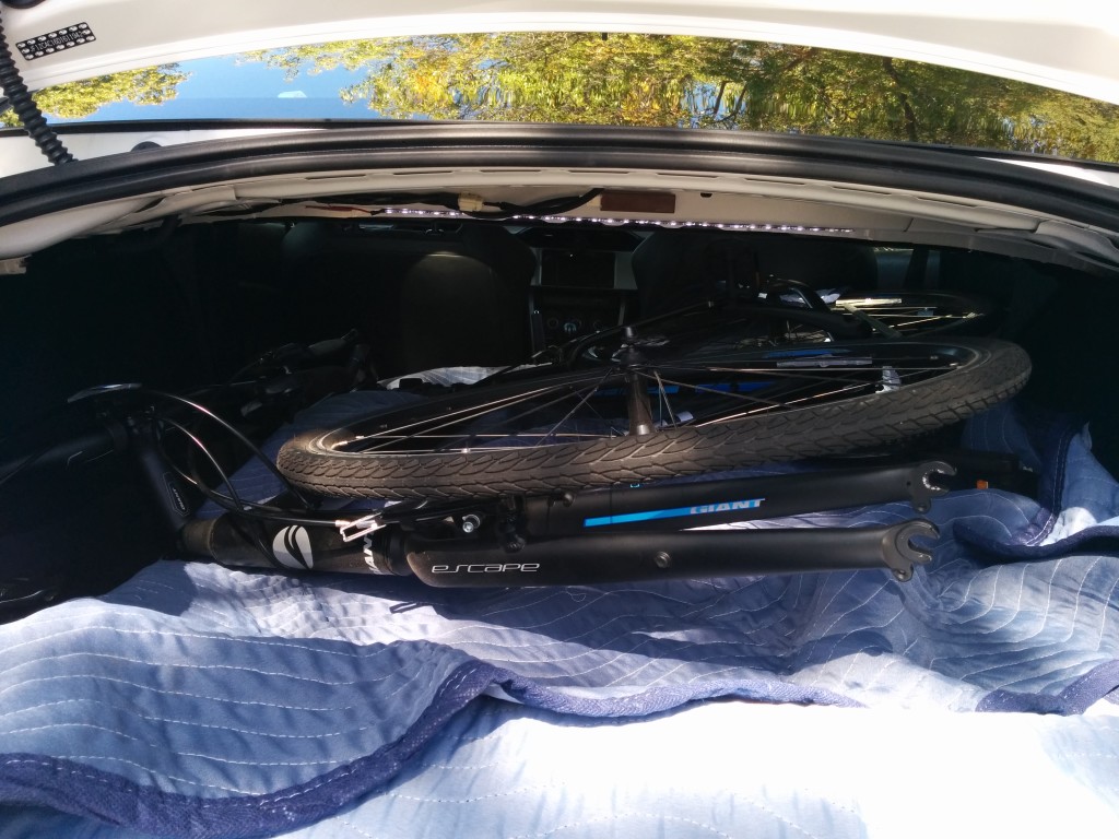 Subaru BRZ bike in trunk